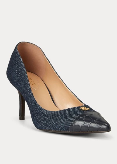 Ralph Lauren Lanette Cap-Toe Denim Pumps Dame Danmark (QZRTE6174)